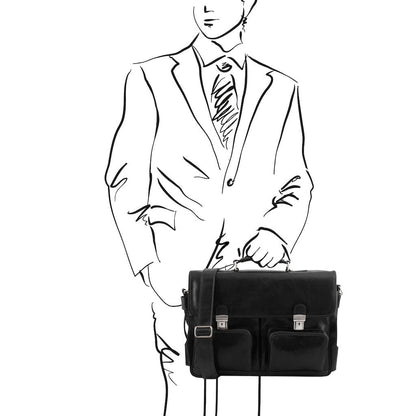 Borse porta laptop in pelle Ventimiglia - Cartella TL SMART in pelle multicomparto con tasche frontali | TL142069 San Rocco Italia