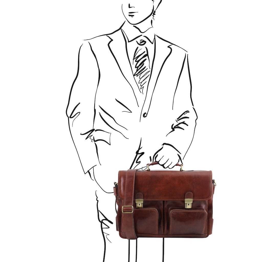 Borse porta laptop in pelle Ventimiglia - Cartella TL SMART in pelle multicomparto con tasche frontali | TL142069 San Rocco Italia