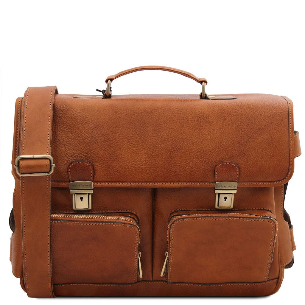 Borse porta laptop in pelle Naturale Ventimiglia - Cartella TL SMART in pelle multicomparto con tasche frontali | TL142069 San Rocco Italia