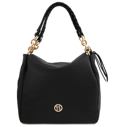 Leather shoulder bags Black Amy - Soft Italian leather shopping bag | TL142385 San Rocco Italia