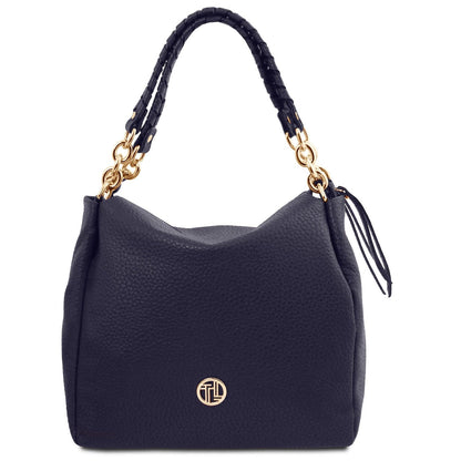 Leather shoulder bags Dark Blue Amy - Soft Italian leather shopping bag | TL142385 San Rocco Italia