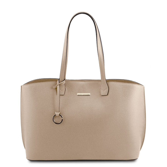 Borse a spalla in pelle Taupe chiaro TL Bag - Borsa shopping in pelle | TL141828 San Rocco Italia