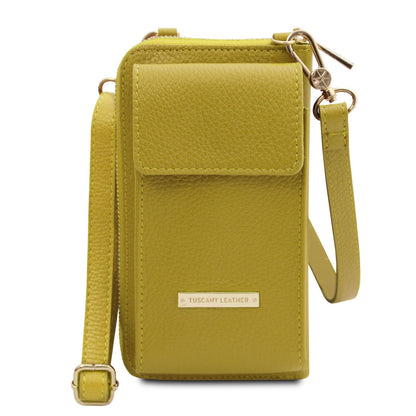 Bolsos de hombro de piel Verde TL Bag - Cartera de piel con correa y compartimento para móvil | TL142323 San Rocco Italia