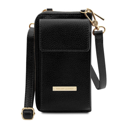 Bolsos de hombro de piel Negro TL Bag - Cartera de piel con correa y compartimento para móvil | TL142323 San Rocco Italia