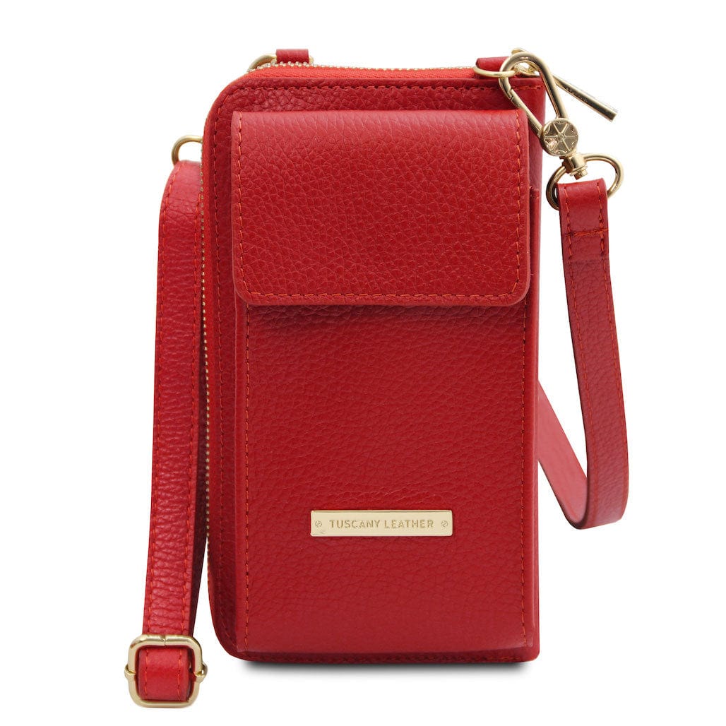 Bolsos de hombro de piel Rojo pintalabios TL Bag - Cartera de piel con correa y compartimento para móvil | TL142323 San Rocco Italia