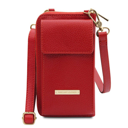 Bolsos de hombro de piel Rojo pintalabios TL Bag - Cartera de piel con correa y compartimento para móvil | TL142323 San Rocco Italia