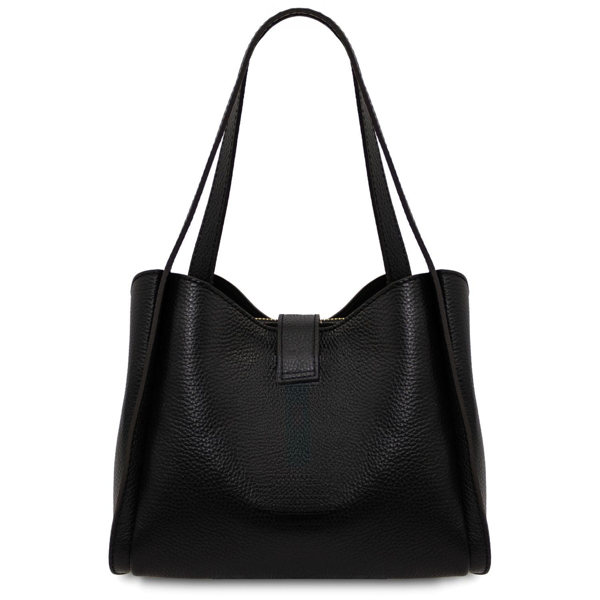 Soave pelle morbida hebag in nero pelle martellata con double shoulder straps