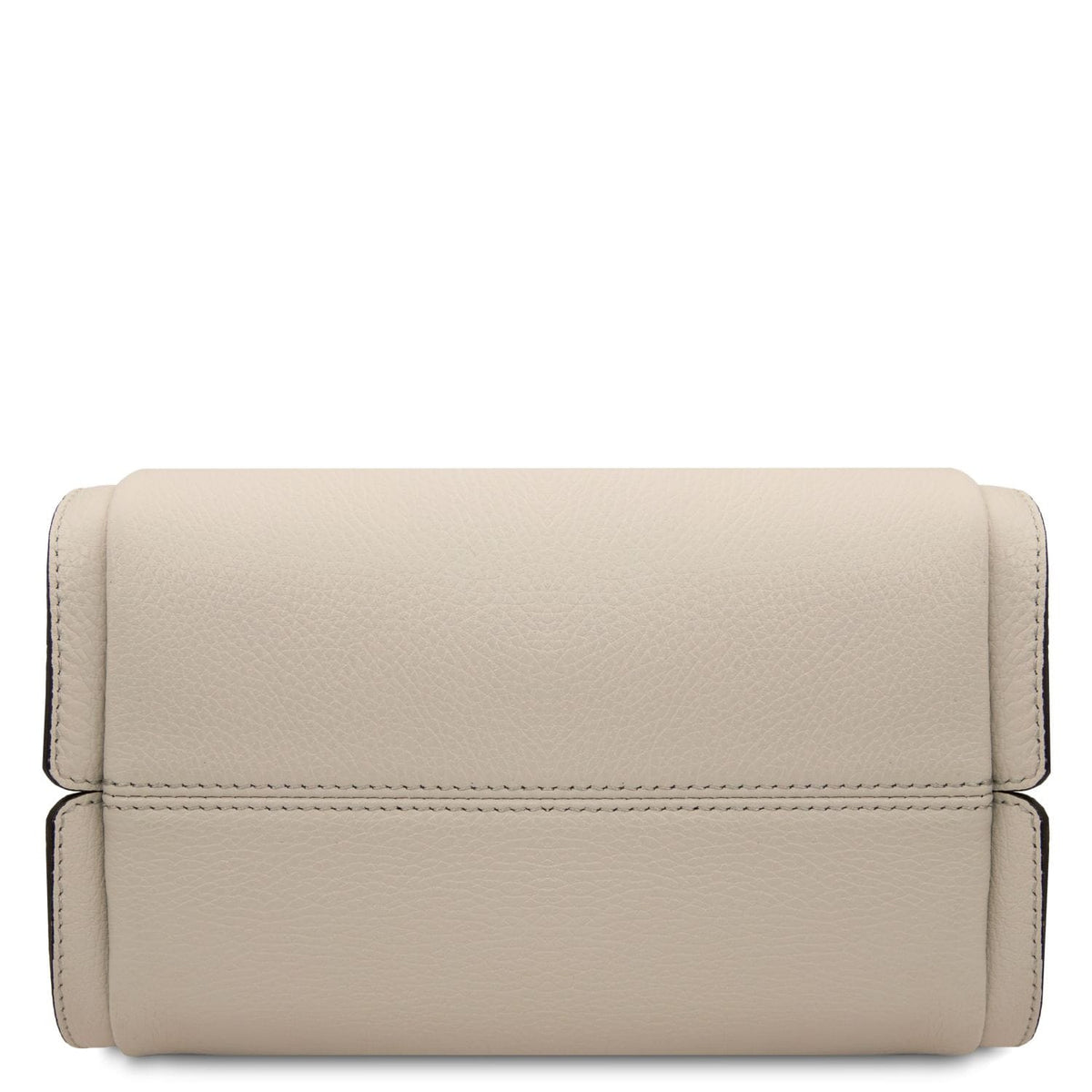 Beige pelle morbida hebag bottom panel con cuciture visibili.