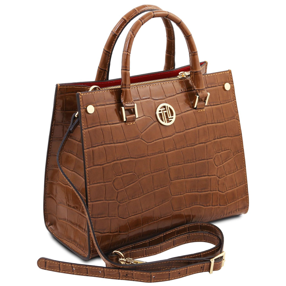 Croque – Bolso tote de piel con estampado de cocodrilo