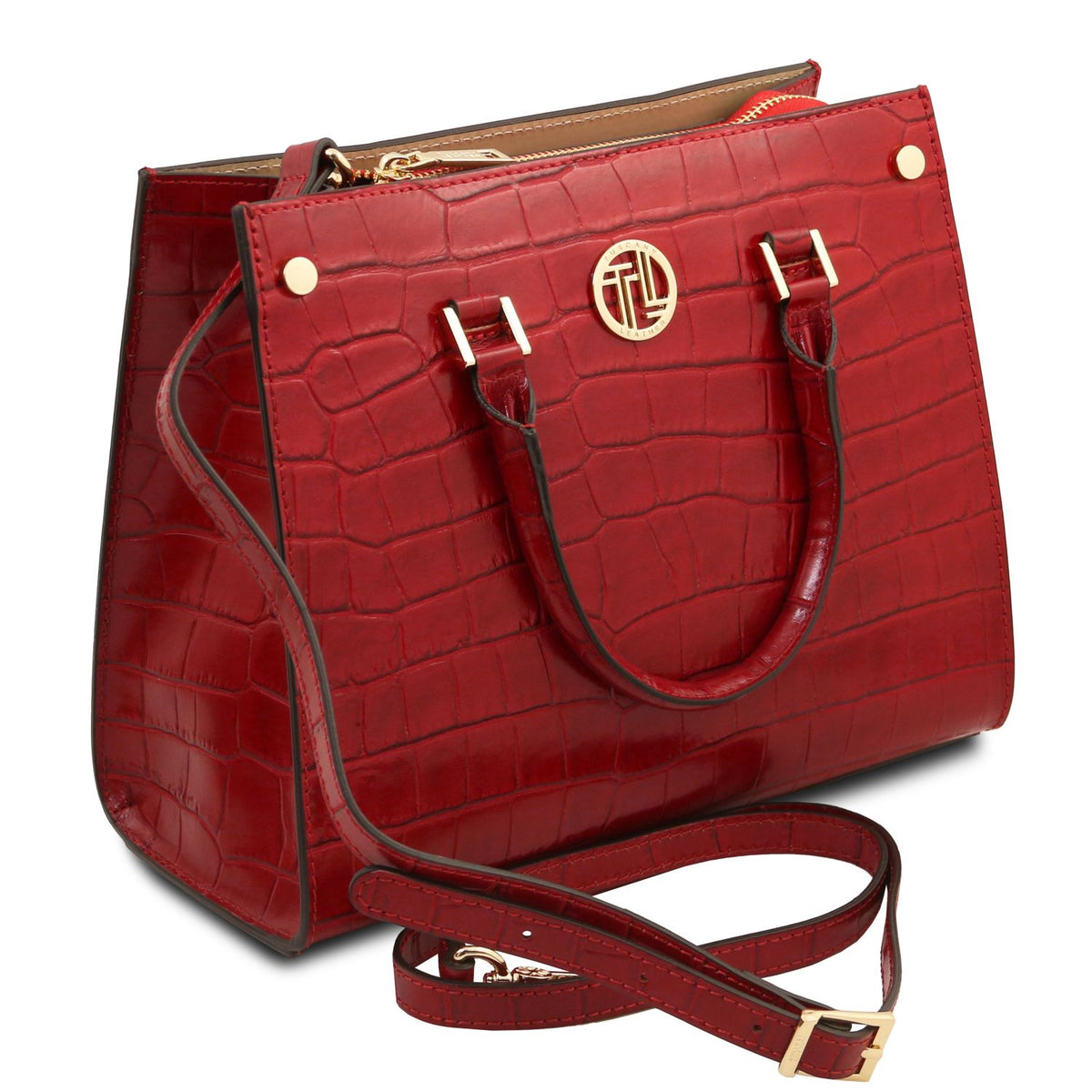 Croque – Bolso tote de piel con estampado de cocodrilo