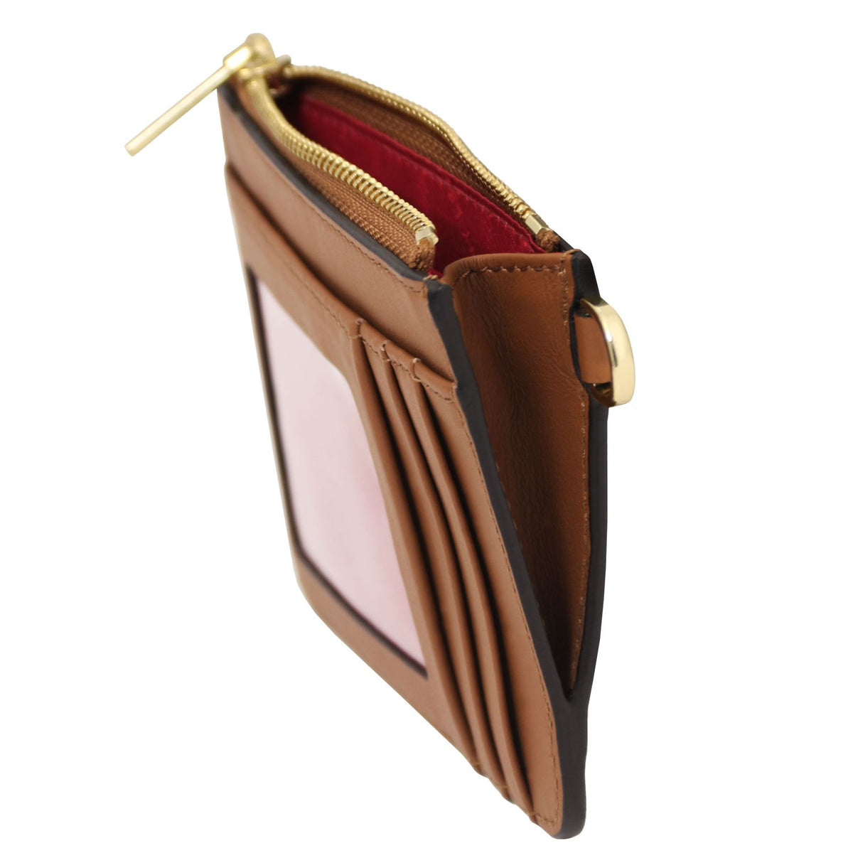 Leather card holder with handle