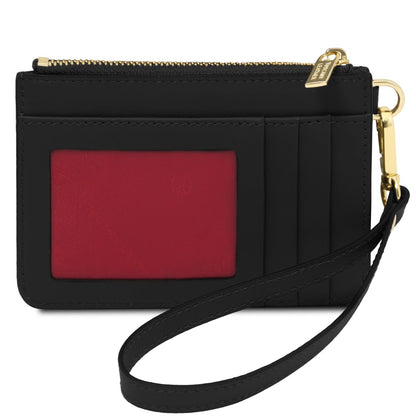 Leather card holder with handle