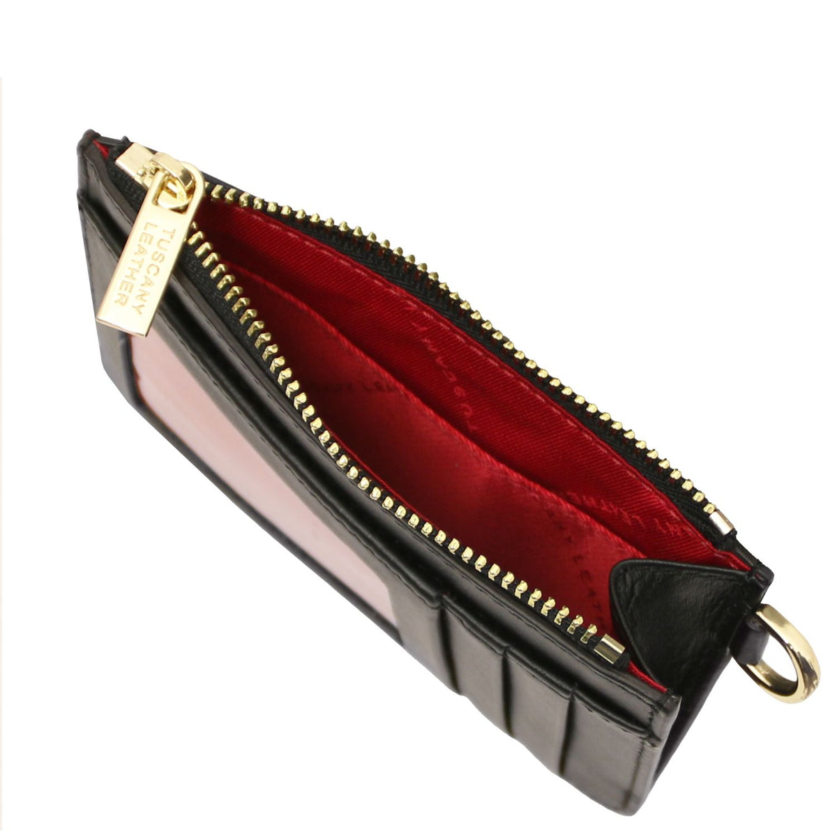 Leather card holder with handle