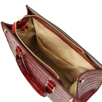 Croque – Bolso tote de piel con estampado de cocodrilo