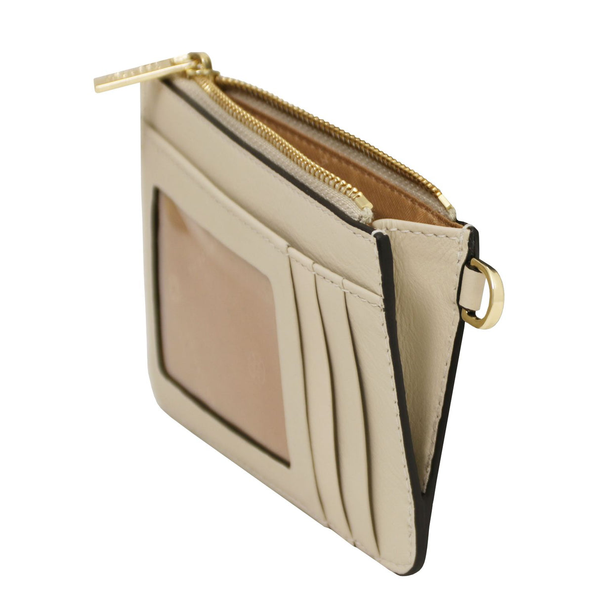 Leather card holder with handle