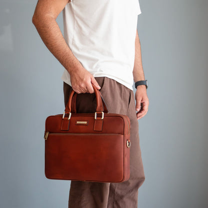 Ferrara - Vegetable tanned leather laptop briefcase
