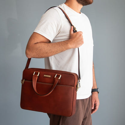 Ferrara - Vegetable tanned leather laptop briefcase