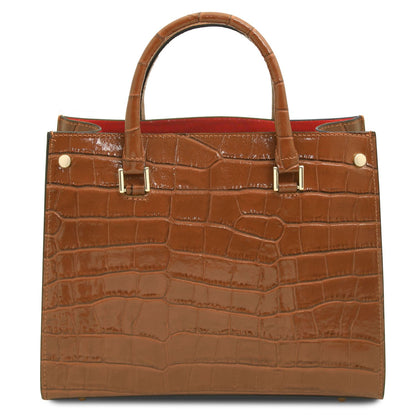 Croque – Bolso tote de piel con estampado de cocodrilo
