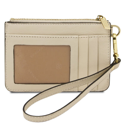 Leather card holder with handle