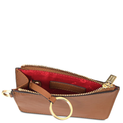 Leather card holder with handle