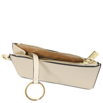 Leather card holder with handle