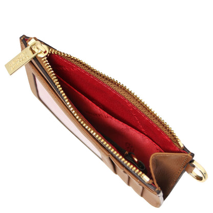 Leather card holder with handle