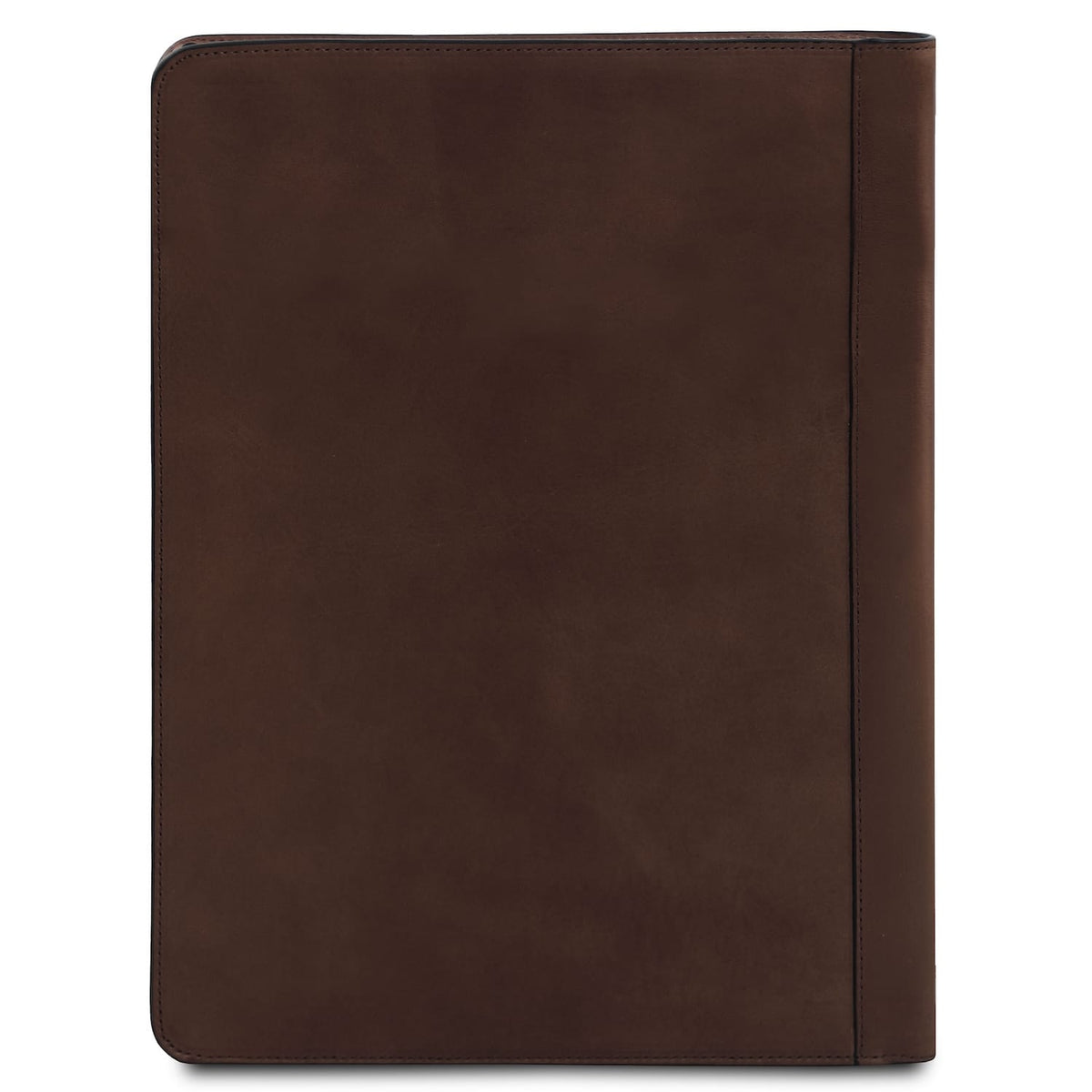 Brown leather document case with a smooth front and clean stitching.