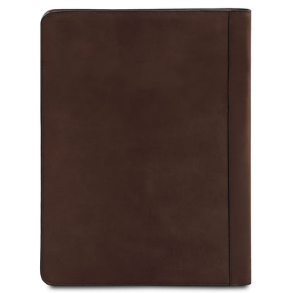 Brown leather document case with a smooth front and clean stitching.