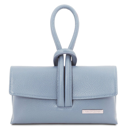 Leren handtassen Lichtblauw TL Bag - Opvouwbare leren clutch | TL141990 San Rocco Italia