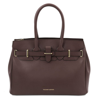 Leather handbags Coffee TL Bag - Leather handbag | TL142174 San Rocco Italia