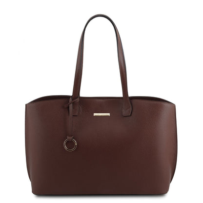 Leather shoulder bags Coffee TL Bag - Leather shopping bag | TL141828 San Rocco Italia