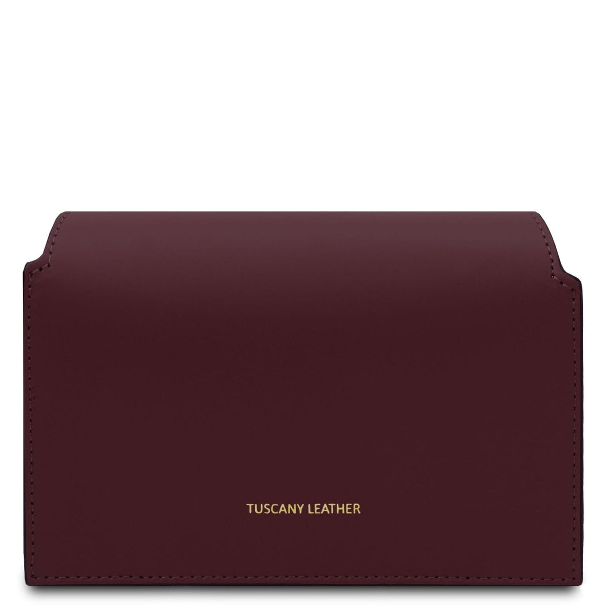 TL Bag - Leather shoulder bag | TL142253 in smooth burgundy leather with gold-tone logo detail on white background
