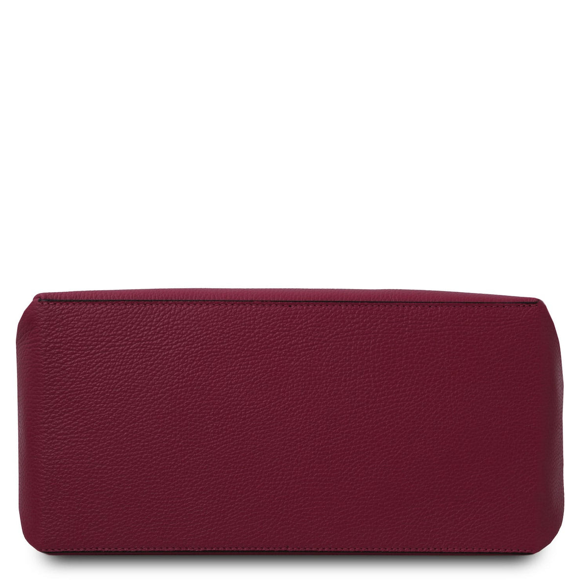 TL Bag - Soft Italian leather handbag | TL142087 in burgundy pebbled leather with a smooth base on white background