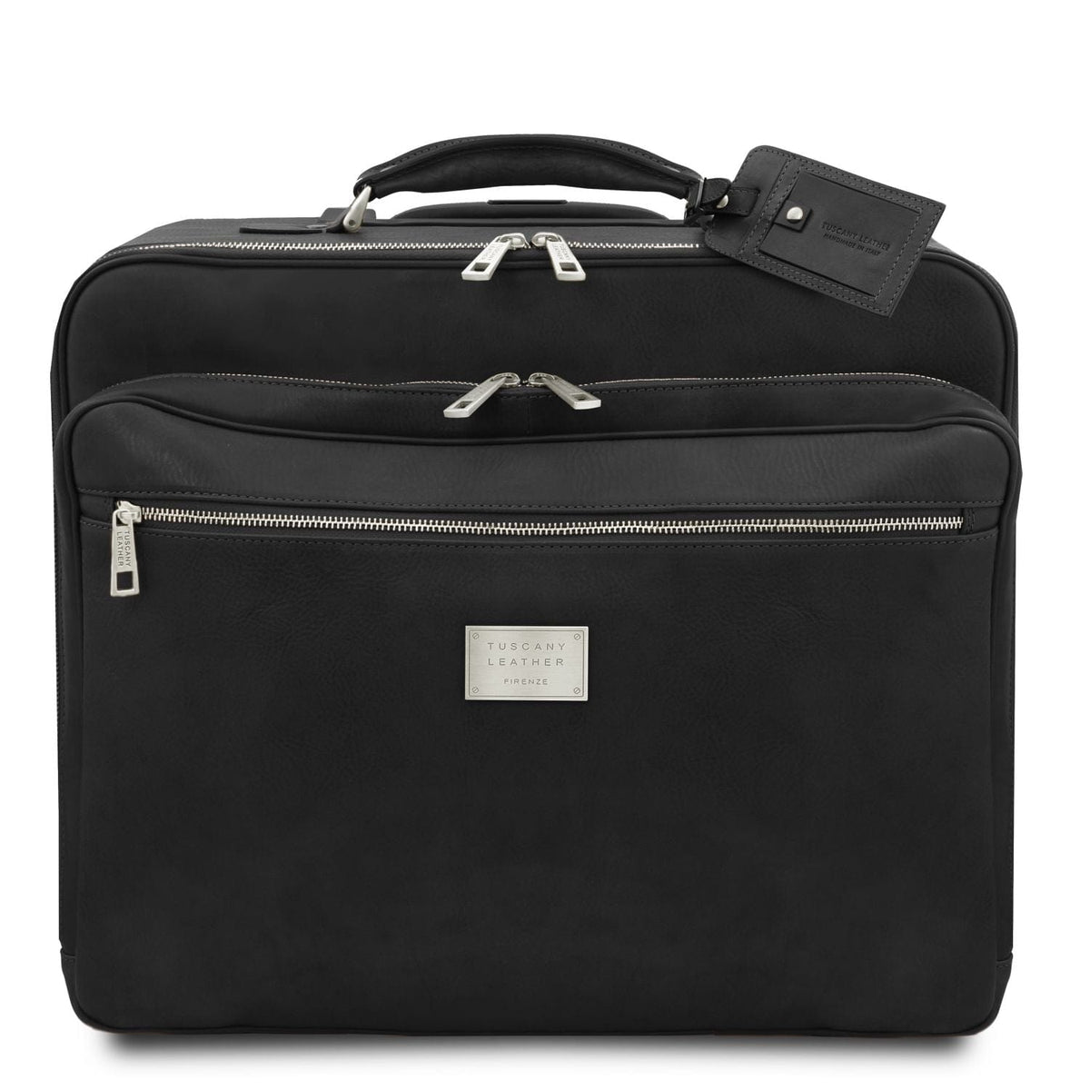 Leather Wheeled luggage Black Varsavia - Leather pilot case with two wheels | TL141888 San Rocco Italia