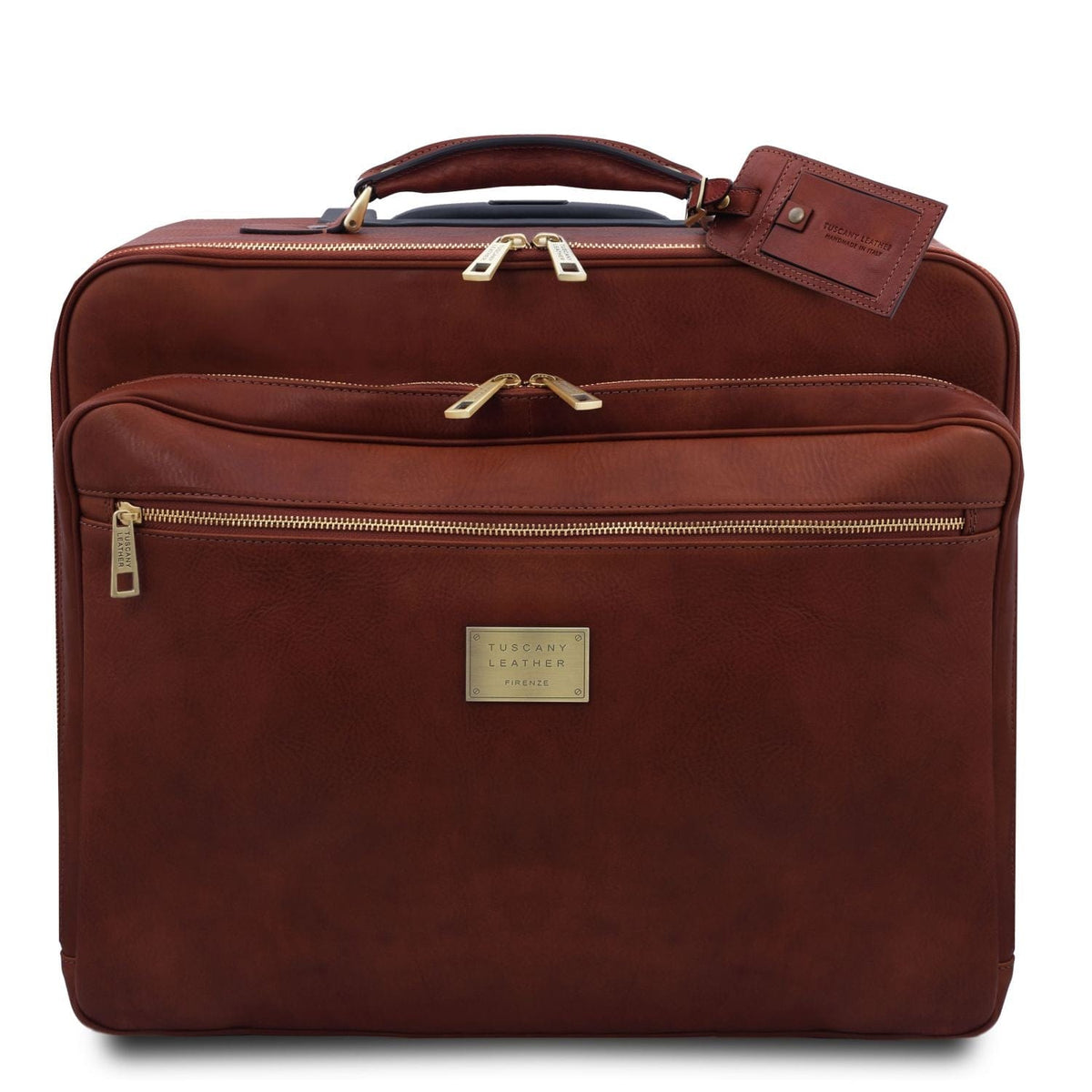 Leather Wheeled luggage Brown Varsavia - Leather pilot case with two wheels | TL141888 San Rocco Italia