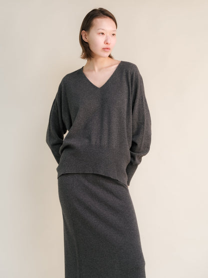 Malhas Cinzento-escuro / S Wool & Cashmere Mix Maxi V-Neck Sweater San Rocco Italia