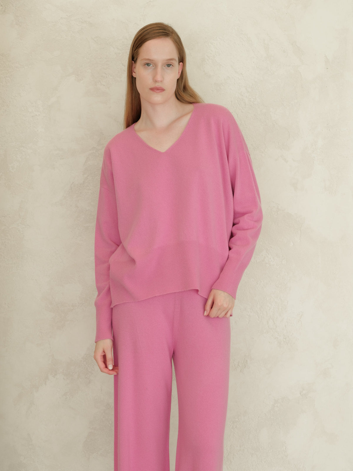 Malhas Fondant Rosa / S Wool & Cashmere Mix Maxi V-Neck Sweater San Rocco Italia
