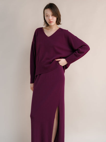 Malhas Magenta / S Wool & Cashmere Mix Maxi V-Neck Sweater San Rocco Italia