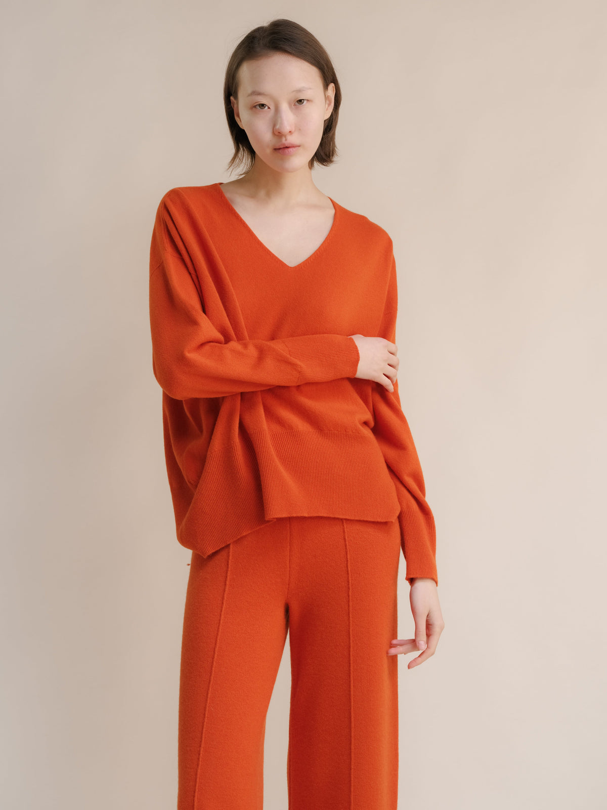 Malhas Laranja / S Wool & Cashmere Mix Maxi V-Neck Sweater San Rocco Italia
