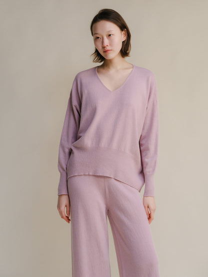 Malhas Rosa / S Wool & Cashmere Mix Maxi V-Neck Sweater San Rocco Italia