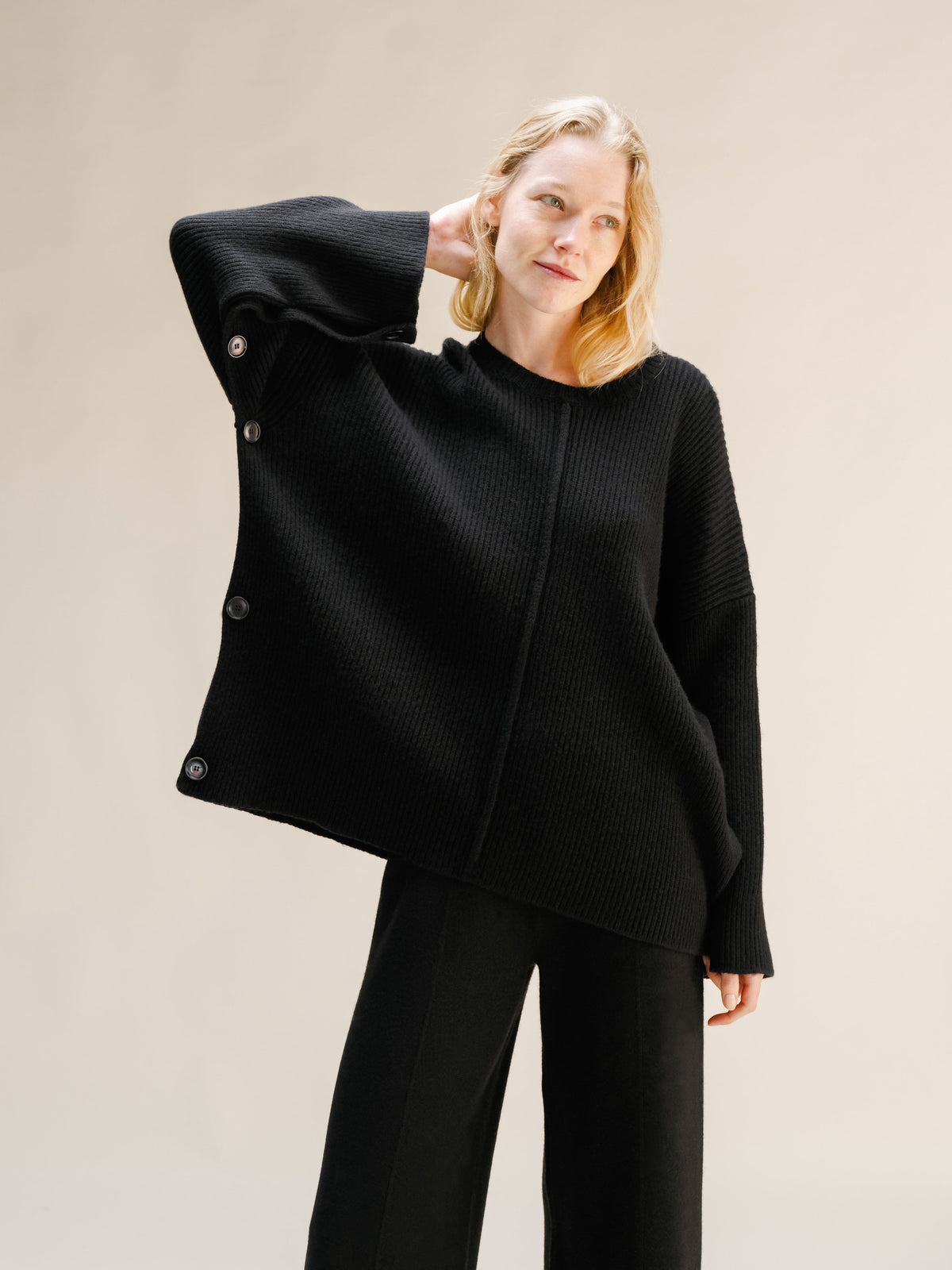 Malhas Preto / S Camisola-capa oversized em mistura de lã e caxemira San Rocco Italia