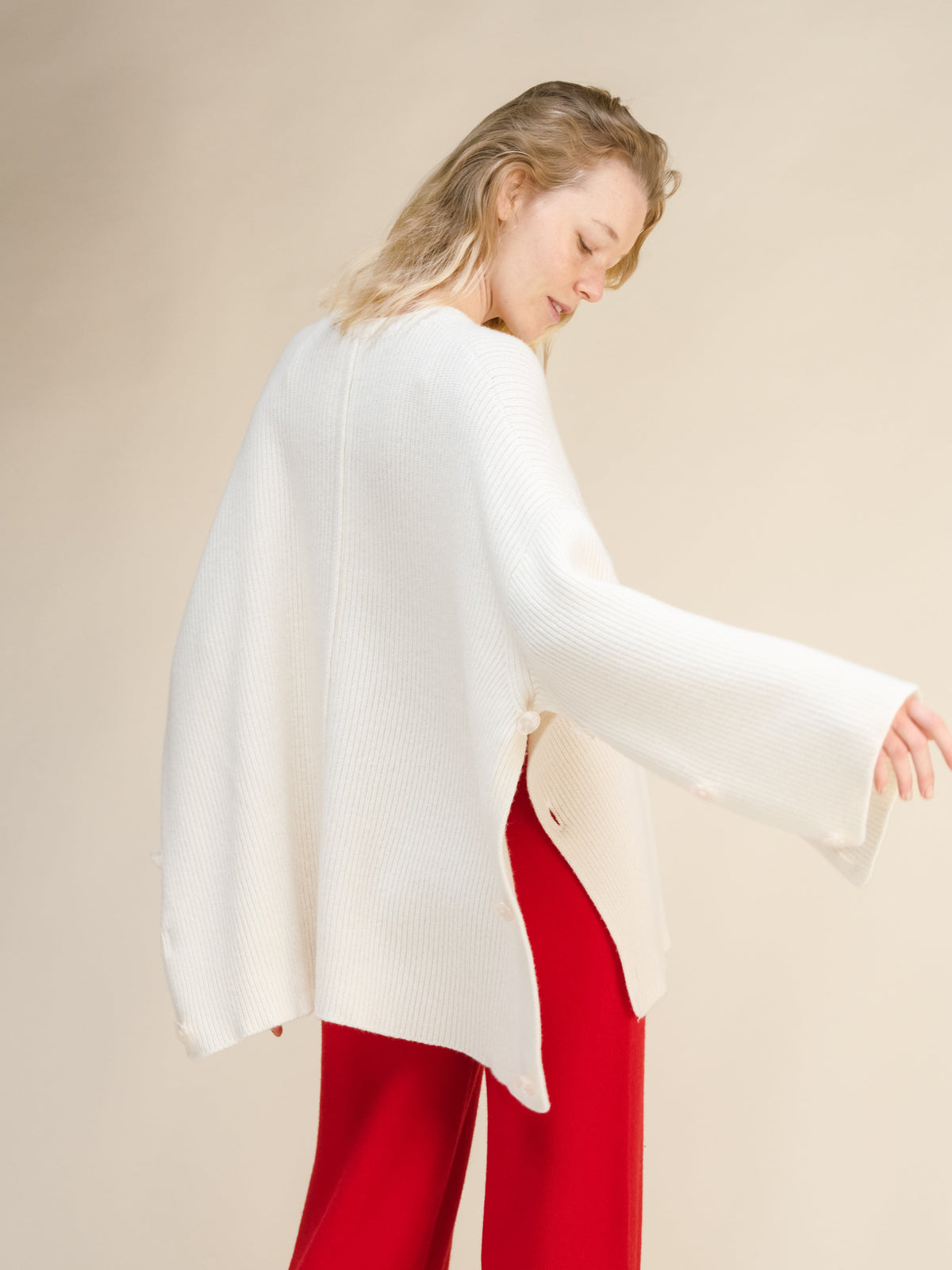 Malhas Branco natural / S Camisola-capa oversized em mistura de lã e caxemira San Rocco Italia