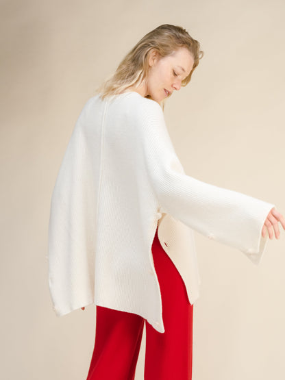 Malhas Branco natural / S Camisola-capa oversized em mistura de lã e caxemira San Rocco Italia