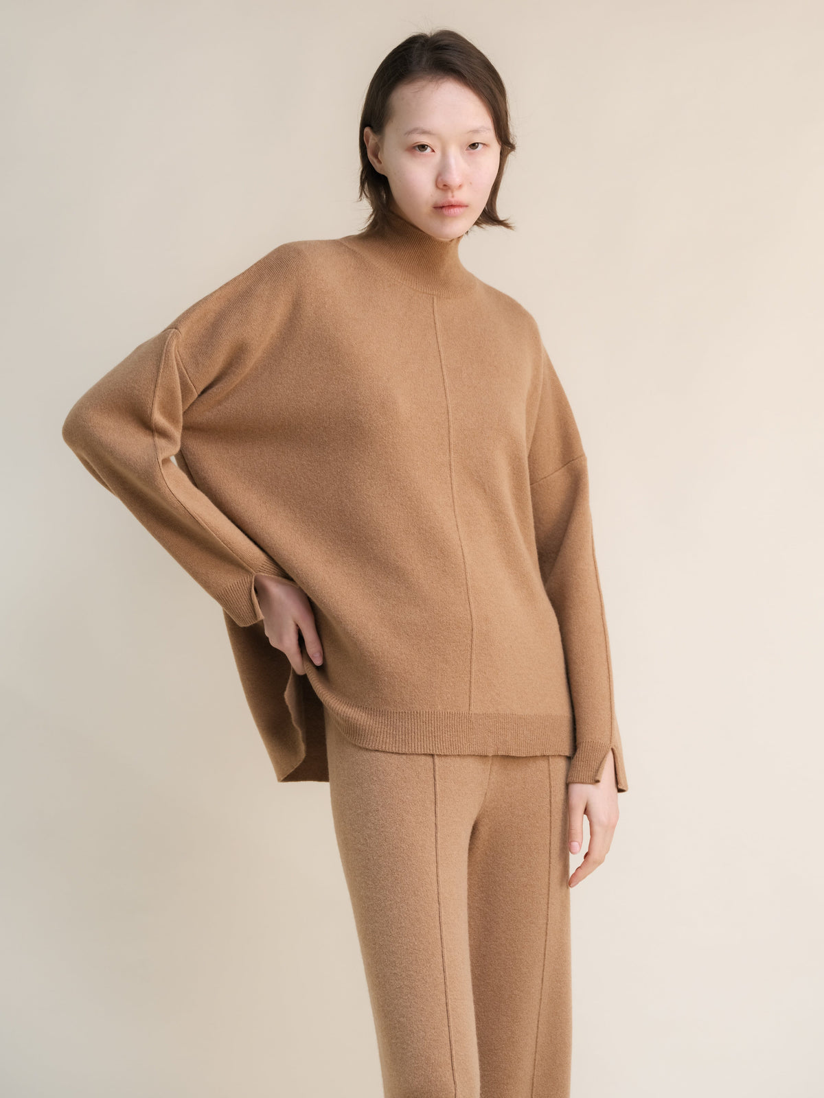 Maglieria Caramel / S Wool & Cashmere Mix Solid Maxi Turtleneck Sweater San Rocco Italia