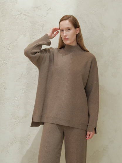 Maglieria Castagna / S Wool & Cashmere Mix Solid Maxi Turtleneck Sweater San Rocco Italia
