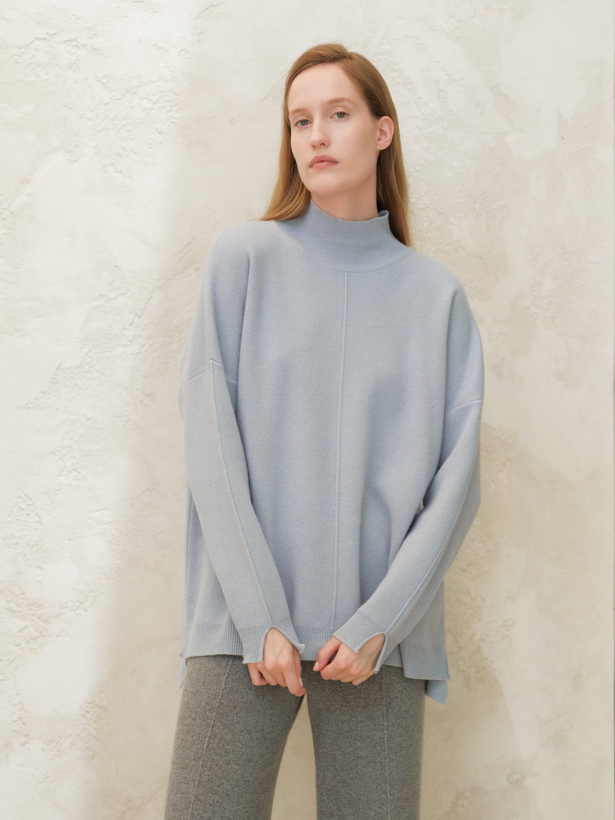 Maglieria Blu polvere / S Wool & Cashmere Mix Solid Maxi Turtleneck Sweater San Rocco Italia