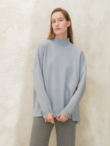 Maglieria Blu polvere / S Wool & Cashmere Mix Solid Maxi Turtleneck Sweater San Rocco Italia