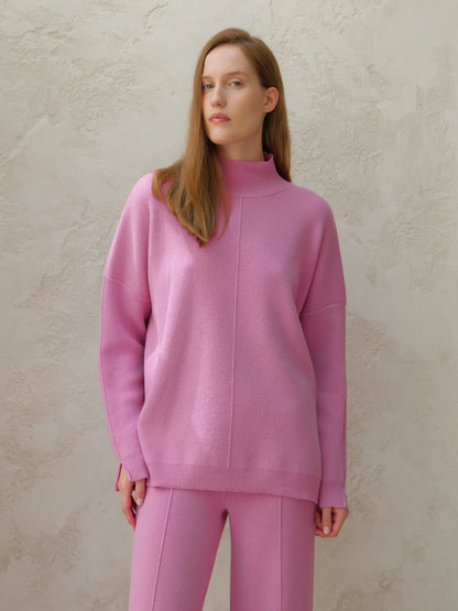 Maglieria Fondant Rosa / S Wool & Cashmere Mix Solid Maxi Turtleneck Sweater San Rocco Italia