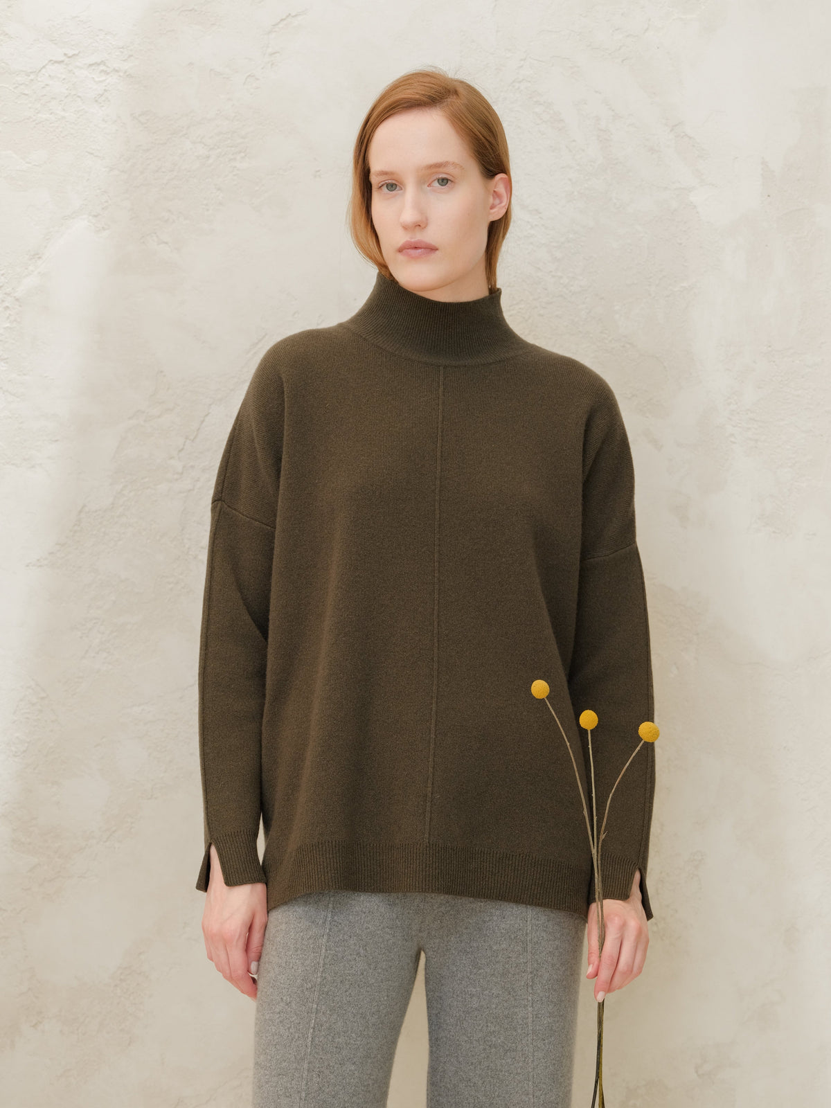 Maglieria Loden / S Wool & Cashmere Mix Solid Maxi Turtleneck Sweater San Rocco Italia