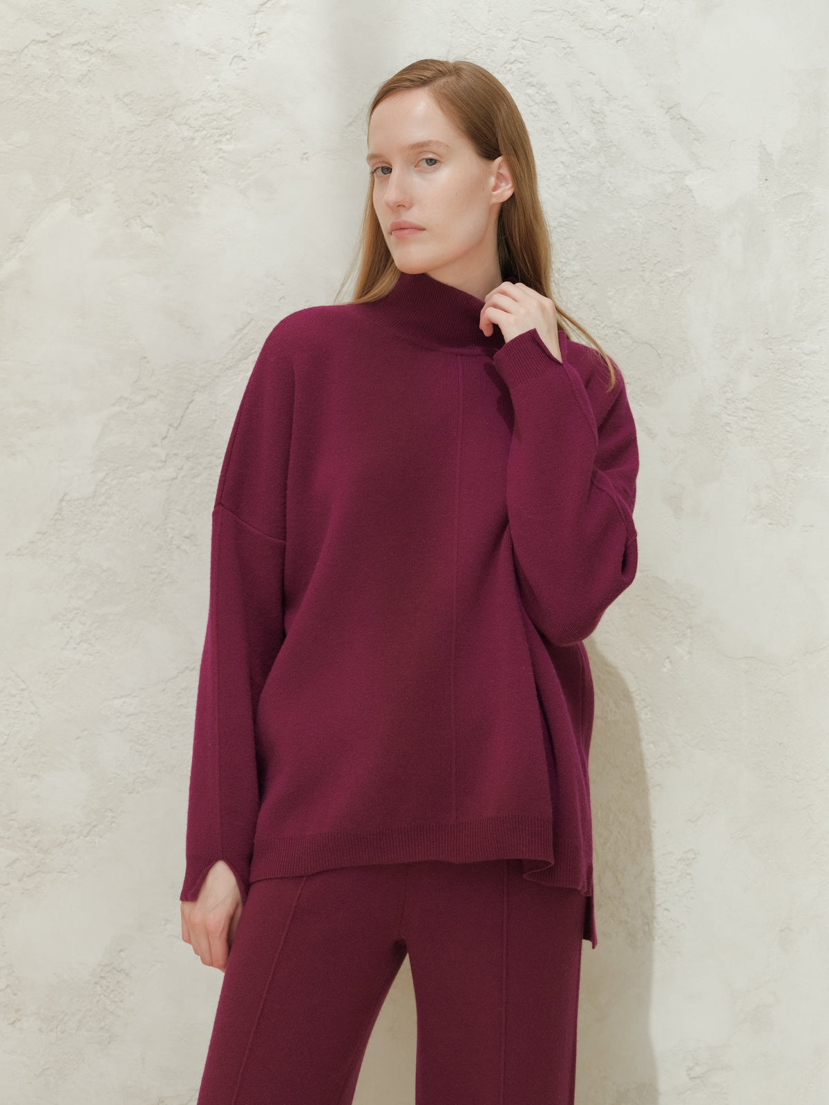 Maglieria Magenta / S Wool & Cashmere Mix Solid Maxi Turtleneck Sweater San Rocco Italia